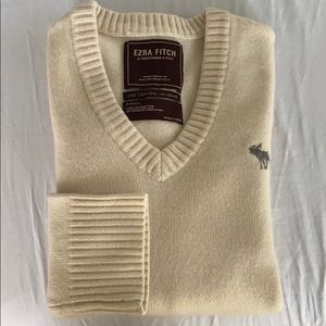 ABERCROMBIE & FITCH | ezra fitch 100% cashmere sweater in cream, size small